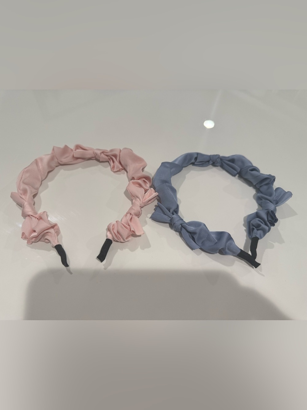 NWOT Set of 2 Silk-Look Knotted Headband - Pink and Blue